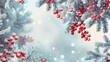 © Various Backgrounds - Winter background with branches of spruce and bunch of rowan