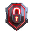 © PTC_KICKCAT - Futuristic glowing lock on shield symbolizing cyber security and data protection. Ideal for tech, cybersecurity, and digital safety themes.