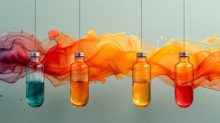 Wall Mural - Colorful Liquid in Bottles.