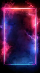 Poster - Vibrant Retro Neon Frame with Glowing Colorful Concept
