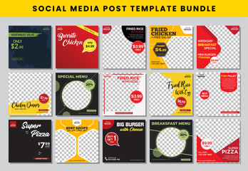 Wall Mural - food social media post design template Bundle set