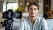 © jirayut - Confident Young Man Filming Social Media Content in Elegant Living Room with Natural Light