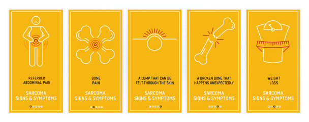 Osteosarcoma web banners with medical linear pictograms.