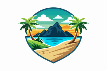 Wall Mural - beach island landscape logo vector illustration