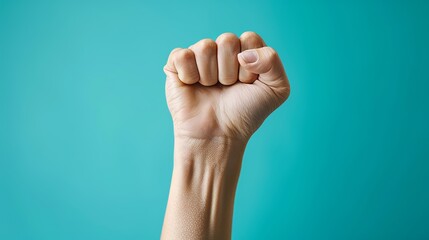 Wall Mural - A hand with a fist raised in the air