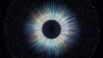 Poster - 3d rendering digital eye with vibrant light streaks symbolizing data flow and technology. ideal for 