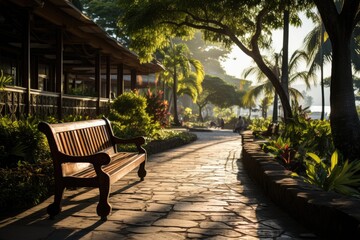 Santa Marta, Colombia, Bolivar Park, a public space with tropical vegetation., generative IA