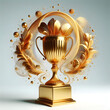 © Galeno - winner golden trophy cup showcased white background created using generative ai