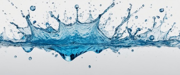 Blue water splash Hyperrealistic photograph of a vibrant