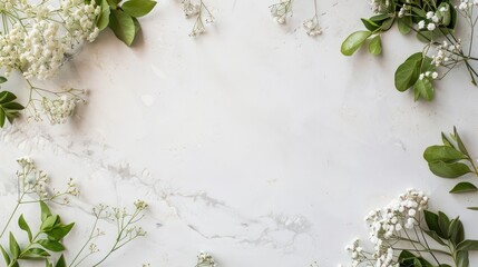 Aufkleber - A white background with a flowery border. The flowers are white and green