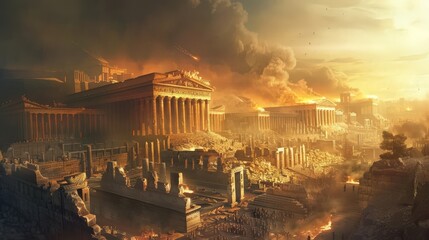 Canvas Print - The downfall of ancient civilizations serves as a cautionary tale about the dangers of hubris, overreach, and the unchecked pursuit of power.