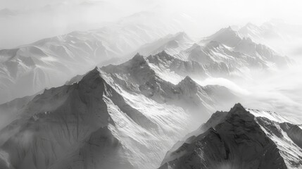 Poster - Monochrome mountains captured in a subtle light showcasing their natural allure