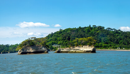 Wall Mural - Extraordinary islands, islets and rock forwations in Matsushima bay, Sendai, Japan