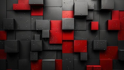 Wall Mural - Red and Black Geometric Abstract Background