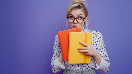 Wall Mural - The young woman with books