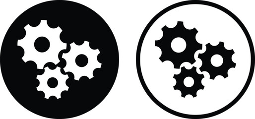 Poster - Gears icon set in two styles . Gear settings icon . Cogwheel icon . Settings icon vector