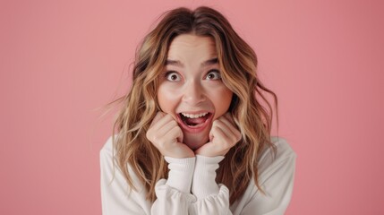 Canvas Print - The excited young woman