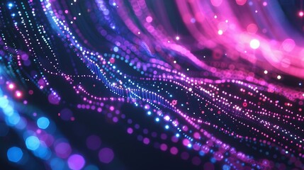 Aufkleber - A 3D rendering of an abstract music background. A molecule background with DNA. A network with connecting dots and lines. A visualization of big data. The sound wave.
