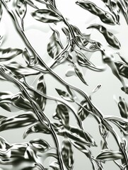 Poster - A silver leafy plant with a silver background