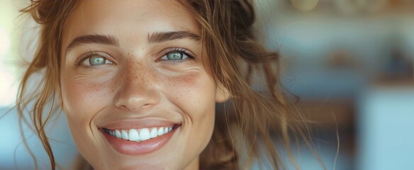 Canvas Print - Close Up Portrait of a Woman With Blonde Hair Smiling Brightly