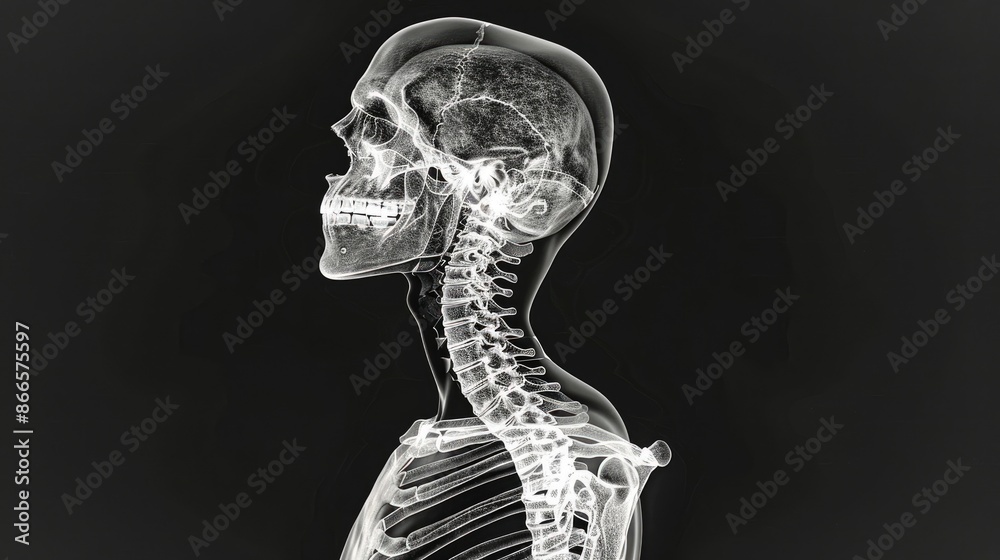 Delve into anatomy: A detailed X-ray image showcases the human skeleton ...