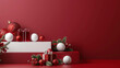 © mr Wajed - Red and white Christmas background with minimalist aesthetics for product display
