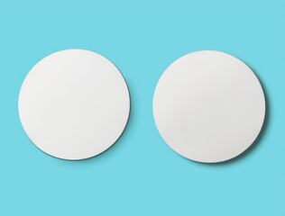 Poster - Mockup of circular sticker isolated on blue background 3D rendering