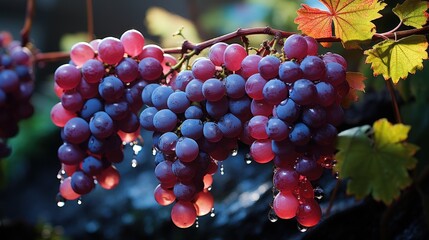 Wall Mural - Juicy Grapes Hanging From a Vine