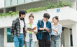© Q88 - Portrait image of a group of Asian students at university.