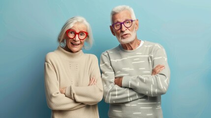 Poster - The elderly playful couple.