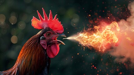 Canvas Print - Fire breathing cock close up