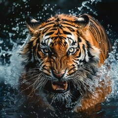 Canvas Print - tiger in water