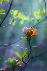 Wall Mural - Spring, spring rain, morning mist,flower