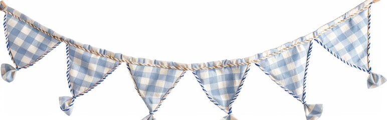 Checkered garland of Oktoberfest party flags isolated on white