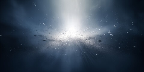 Wall Mural - explosion and debris in dark space.