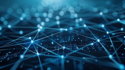 Poster - 3D rendering of an abstract digital network connection on a blue background