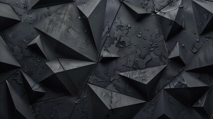 Poster - Mosaic made from edgy triangles in abstract black geometric polygon facet style