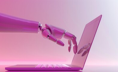 Poster - Robotic hand pressing a laptop keyboard in 3D