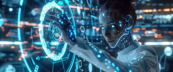 Poster - A digital world metaverse for smart cities using 3D AI, security, power, and energy technology futuristic interfaces, and 3D city interfaces.