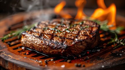 Wall Mural - A perfectly grilled steak with beautiful grill marks