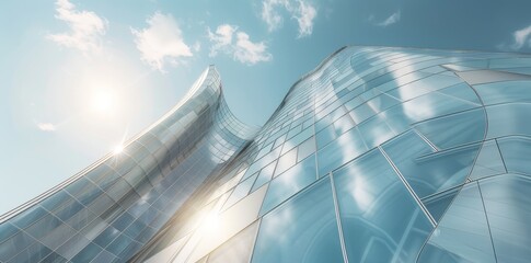 Canvas Print - This is a 3D rendering of the morning view of the perspective glass building in the morning