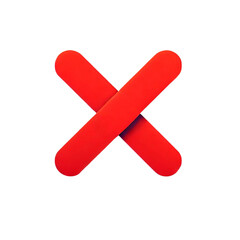 A simple red X mark, bold and smooth, depicted on a transparent background