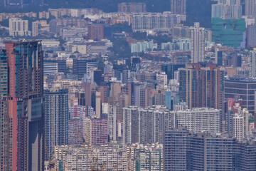 Wall Mural - The view of Hong Kong cityscape from the Peak of Hong Kong. Beautiful and stunning view of Hong Kong. Hong Kong Cityscape and skyline. 