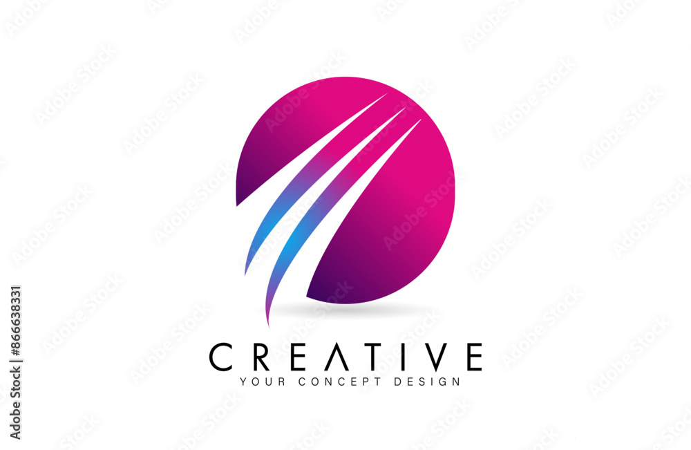 Letter O o Logo Design in purple blue colors with negative space ...