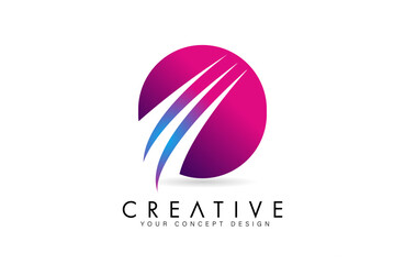 Wall Mural - letter o o logo design in purple blue colors with negative space swooshes and creative font cut