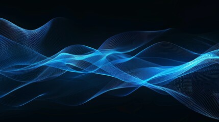 Poster - A blurred and dynamic background texture with abstract blue contours. A detailed, fractal graphic. A concept for science and technology.