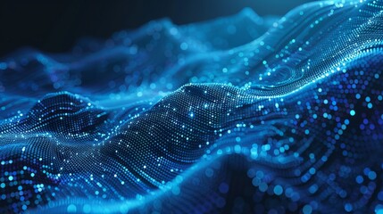 Poster - points falling in space. abstract blue background. 3d rendering of big data.