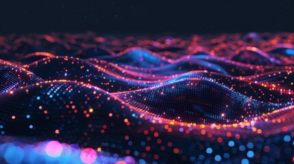 Poster - an image of cyber big data flow. blockchain data fields. a network line connection stream. concept o