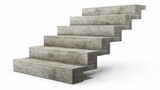 Isolated on a white background, a wide concrete staircase