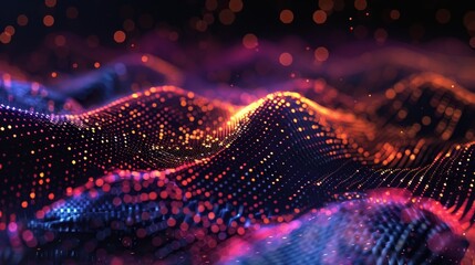 Poster - data fields in blockchain, network line connect stream, concept of ai technology, digital communicat